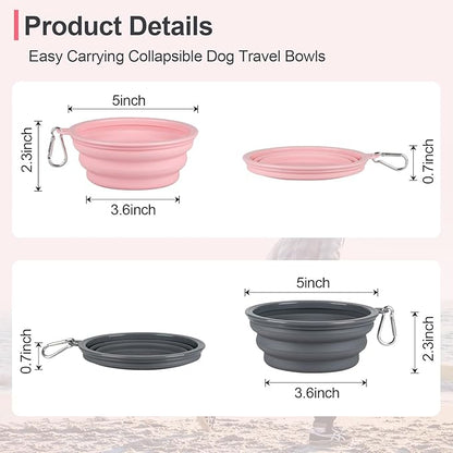 Kytely Collapsible Dog Bowls for Travel, 2Pack Dog Portable Water Bowl, Foldable Pet Food Bowl with Clasp, Pet Cat Feeding Cup Dish for Traveling, Walking, Hiking