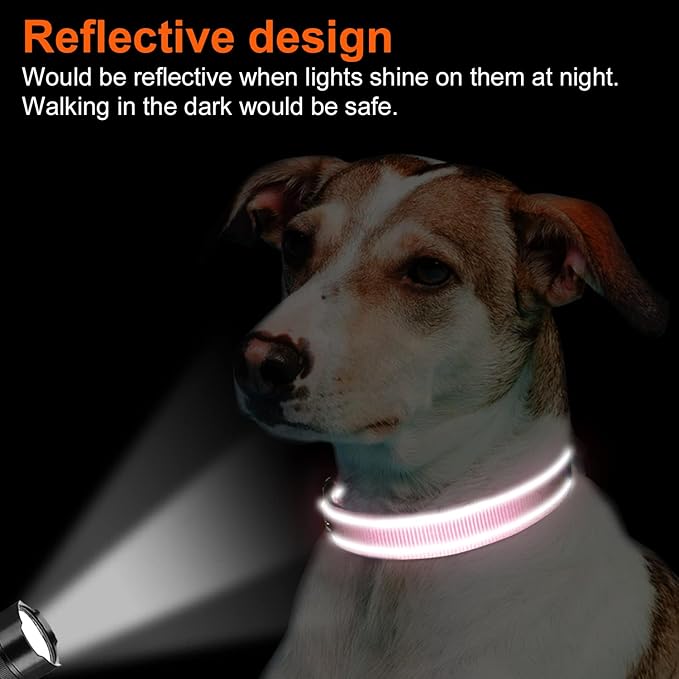 Joytale Reflective Dog Collar, Soft Neoprene Padded, Metal D-Ring, Nylon Pet Collar Adjustable for Small Dogs, Pink, S