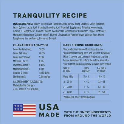 Instinct RawBoost Functional Mixers, Freeze Dried Dog Food Topper, Grain-Free, Real Turkey - Tranquility, 5.5 oz. Bag