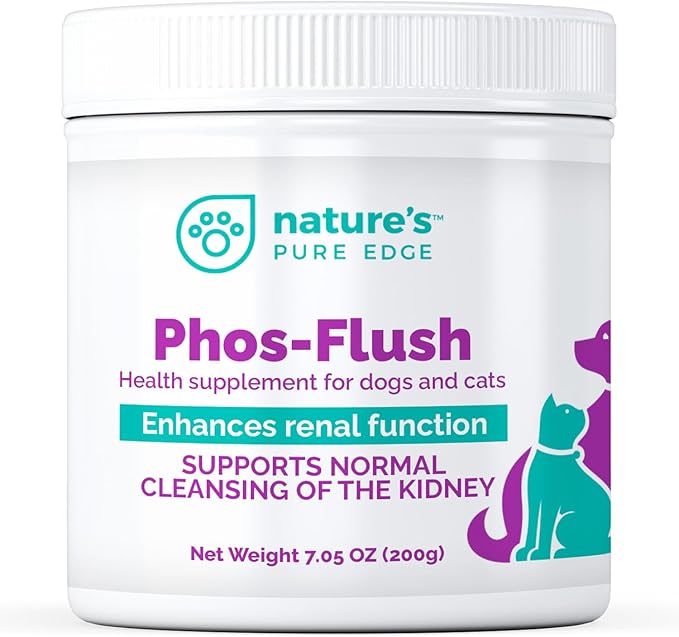 Phos-Flush Phosphate Binder for Cats and Dogs. Dog Kidney and Cat Kidney Support. Feline Urinary Tract Support. Compliments a Renal Failure Dog Food Diet or Cat Renal Support Diet. 200 Grams.
