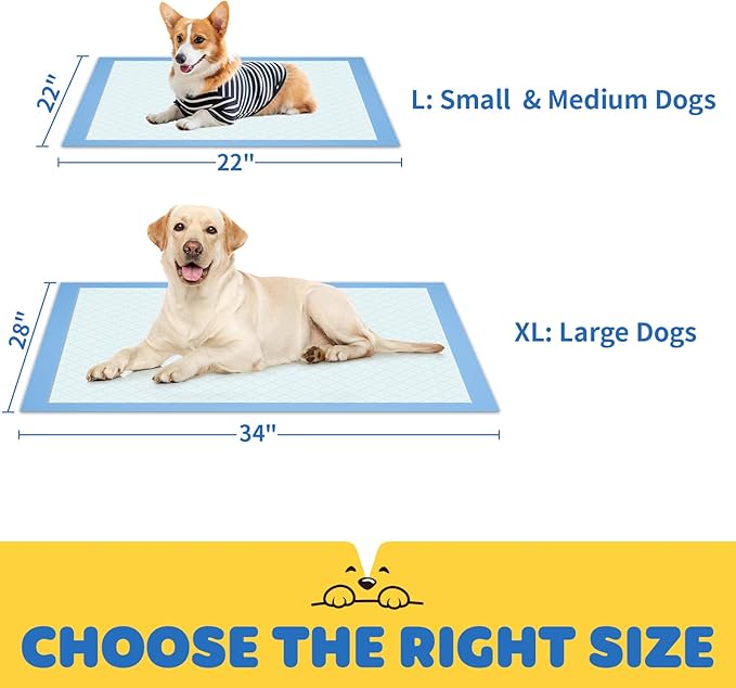 100-Pack X-Large Puppy Pads - 34'' x 28'' Pee Pads for Dogs Potty Training with Leak-Proof Quick-Dry Design, 6-Layer Wee Wee Pads for Dogs, Blue
