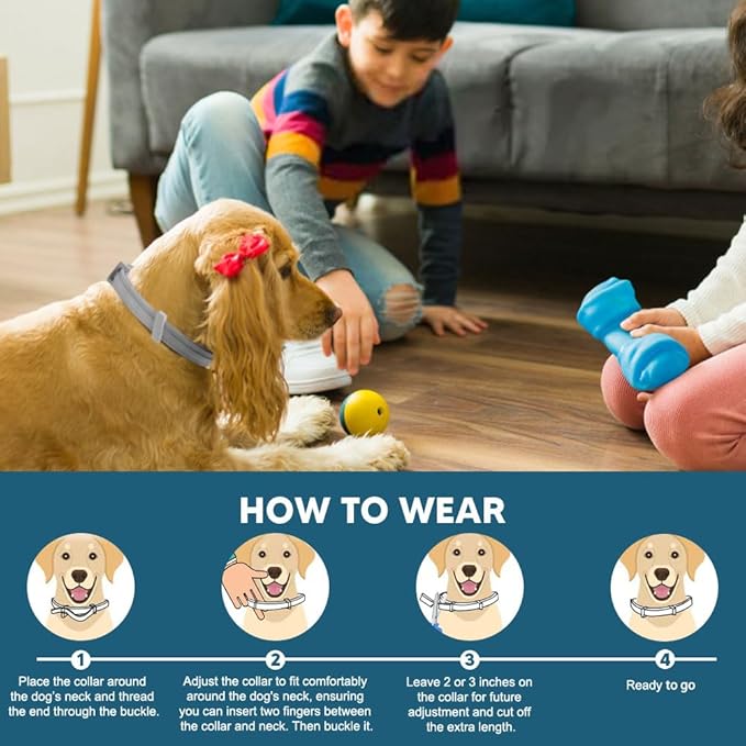 NJKPUYT Flea Collar for Dogs, Tick and Flea Collar for Dogs, Dog Tick Collar, Dog Flea Collars, Tick Collar for Dogs, Flea Collar for Large Dogs, Lasts Up to 8 Months, Family Friendly – 2 Pack