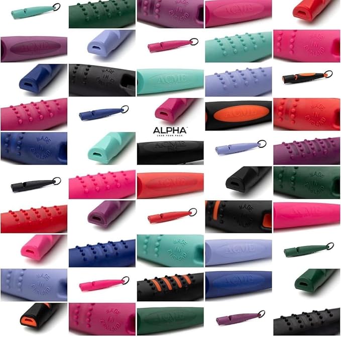 ACME Alpha 211.5 Professional Dog Training Whistle with Enhanced Ergonomic Grip. BPA-Free Plastic. 110 dBA. Long Range. Standardized Frequency. Weatherproof. Made in the UK (Black on Day Glow Pink)