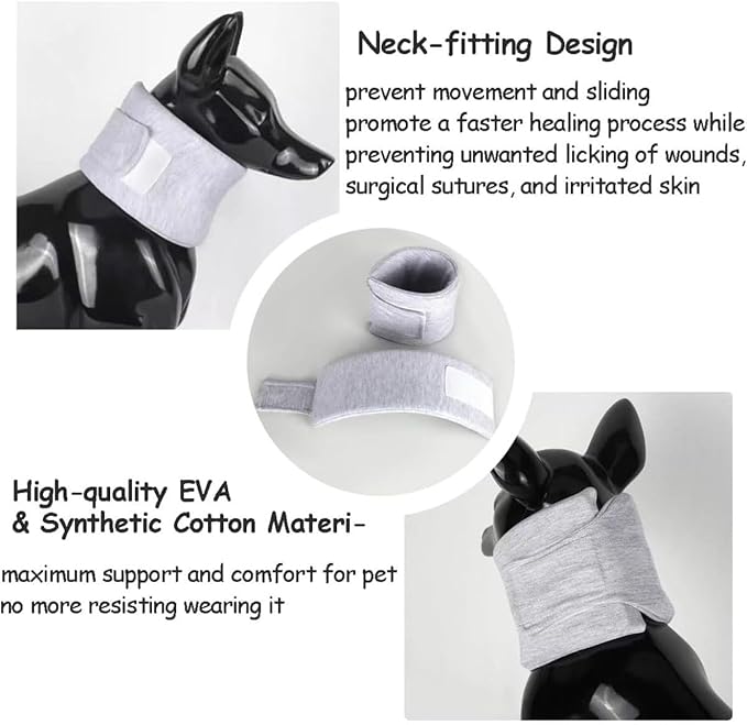 Cat Neck Brace Cover - Adjustable Elizabethan Collar for Post-Surgery Recovery, Anti-Lick Wound, Protective Cervical Cone for Small Medium Large Dogs Cats (Neck Girth 5.9-12.6" Depth3.9