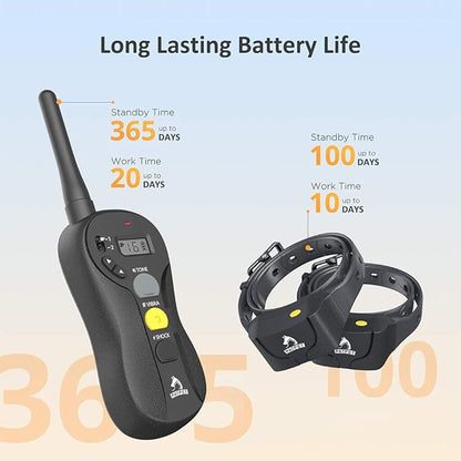 PATPET 2 Dogs Training Collar with Remote - IPX7 Waterproof Shock Collar for 2 Dogs with 3 Modes (Beep/Vibration/16 Levels Static), 3000FT Rechargeable E Collar for Medium Large Dogs (10-140 lbs)