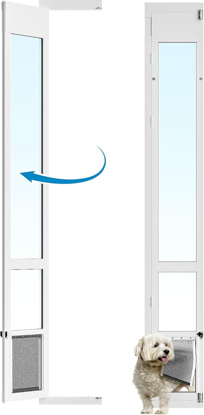 Medium Dog Door for Sliding Glass Doors, Adjustable Height 75 7/8" to 81", All-Metal Framed, Perfect for Medium Pets Up to 40 Pounds