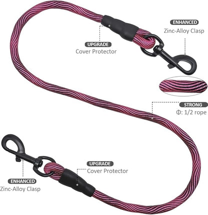 BTINESFUL 3FT Dog Tie Down, Nylon Rope Short Dog Tether Indoor Training Safety Vehicle Tether for Large Medium Strong Puppy (Pink Black)
