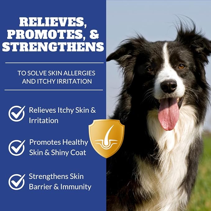 Dog Cat Allergy Itch Relief Chews-Support Paw Licking Treatment, Itchy Skin, Hot Spot & Dry Skin, Skin and Coat Seasonal Allergies, Yeast Balance with Fish Oil, Colostrum, Vitamins & Probiotics-120 Ct