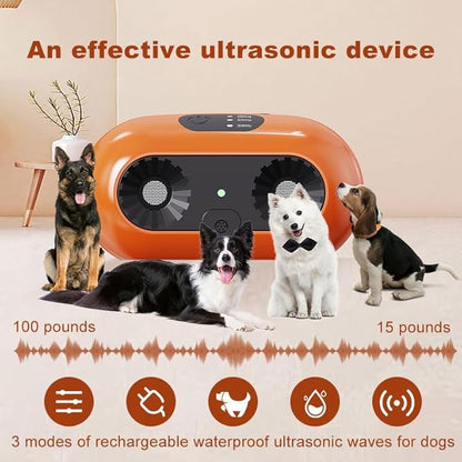 Ultrasonic Dog Bark Deterrent Devices,Anti Barking Device,Dog Barking Silencer,3 Modes Anti Dog Barking Device,Waterproof,Bark Box Indoor Outdoor for Dogs Training & Behavior Aid,Yellow