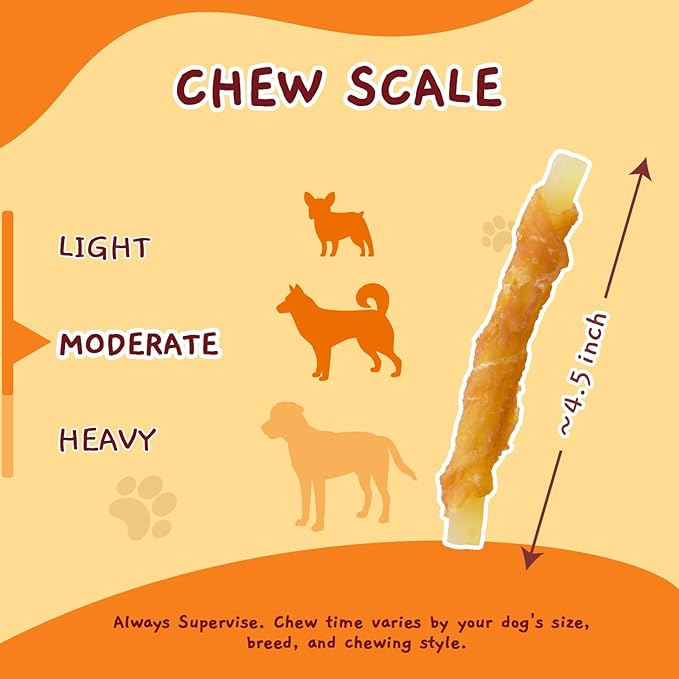 Jungle Calling Rawhide Free Dog Chews, Chicken Wrapped Cod Sticks Dog Treats, Soft Chewy Training Treats for Small Medium Dogs, 10.6 oz