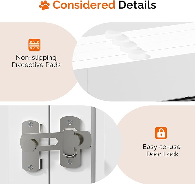 Bonnlo Freestanding Dog Gate, 24" H Pet Gate with 4 Panel Walk Through Door, Foldable Dog Safety Fence for Stairs Doorways Fireplace Up to 146'' Wide (White, 24" H-4 Panels with Door)