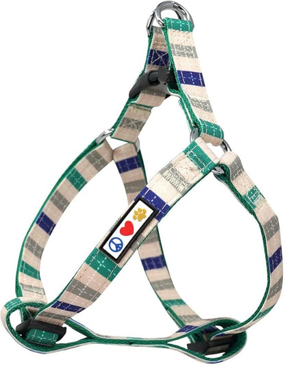 Pawtitas Multicolor Step-in Dog Harness – Adjustable No-Pull Vest for Puppies to Seniors, Safe & Comfortable XS Grey/Blue/Green