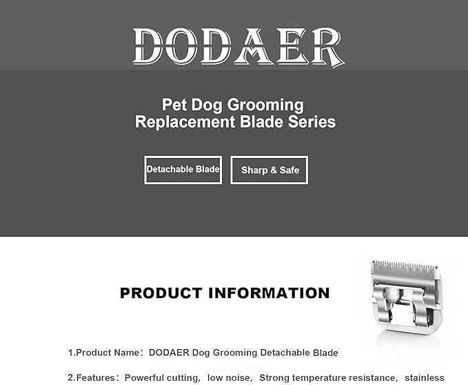 Detachable Pet Dog Grooming Blades of Stainless Steel,Compatible with Andis,Oster A5,Wahl KM10 Series,Size 40/7F/4F,3 Count