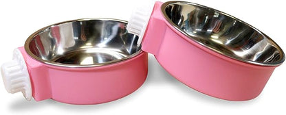 Mirapet's Dog Water Bowl & Cat Food Bowl Set of 2 - Multipurpose Pet Bowl Set - Premium Quality Cat Water Bowl Made for The Perfect Feeding Experience - No-Spill Dog Bowl for Crate (Large, Pink)