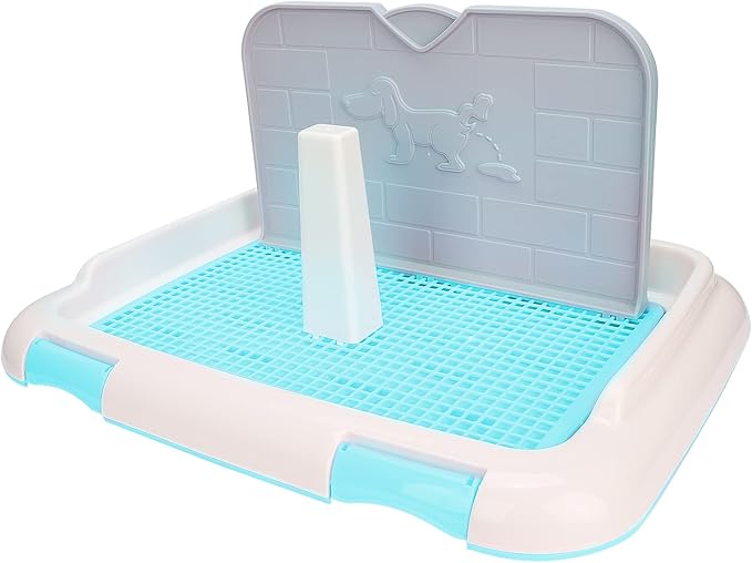 HUIOP Dog Toilet, Prevent Torn Nappy Pads, Ideal for Small Dogs, Simulated Wall Design, Suitable for Male, Keep Feet Dry, 1L Urine Absorption Busy Owners Pet Toilet (Blue)