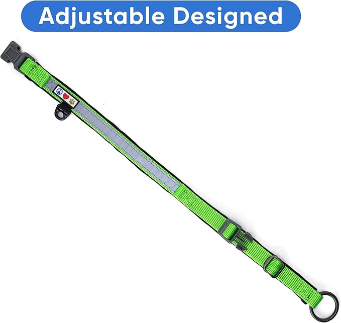 Pawtitas Lumberjack Padded Martingale Collar for Dogs | Soft Neoprene Dog Collar for Your pet's Comfort Made with Reflective Band for Maximum Visibility | Fits Small and Large Pets - Medium Green