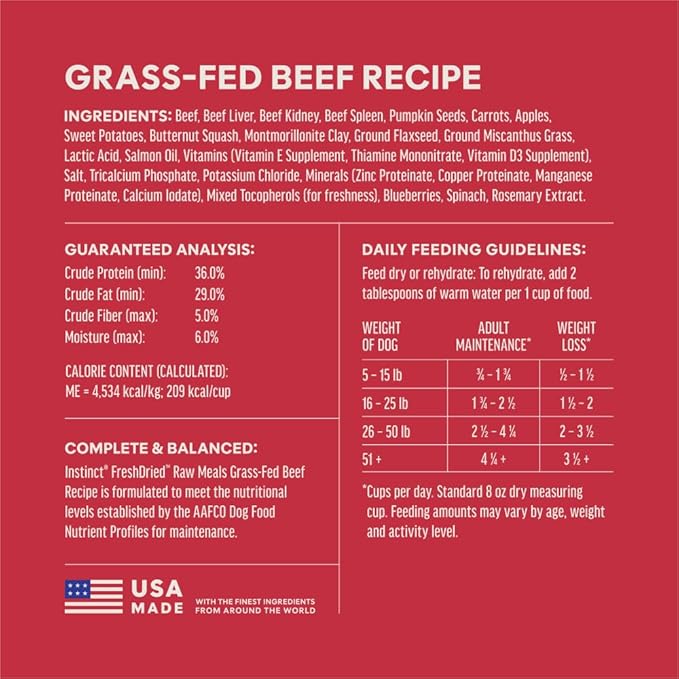 Instinct FreshDried Bites, Natural Freeze-Dried Dog Food, Grain-Free - Grass-Fed Beef, 25 oz. Bag