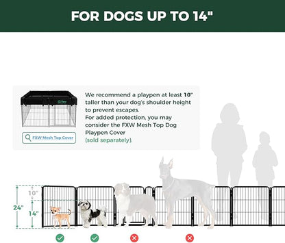 FXW Homeplus Unleashed Indoor Dog Playpen - Stress-Free and Safe Play, Heavy Duty 24 Inch 12 Panels Dog Pen for Puppy and Small Dogs, Black│Patented