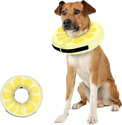 Adjustable Inflatable Dog Cone Collar for Surgery Recovery, Soft Cone for Dogs & Cats, Portable & Washable Dog Donut Collar, Large Cat Cone E Collar (Yellow XL)