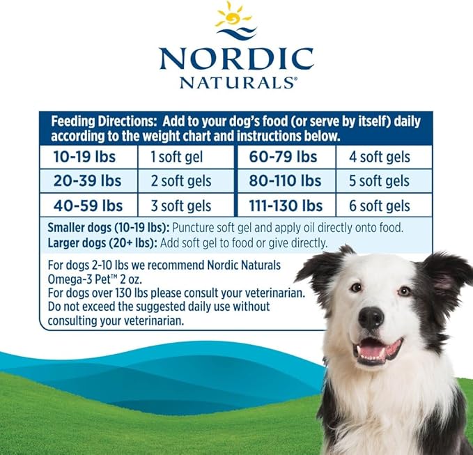 Nordic Naturals Omega-3 Pet, Unflavored - 180 Soft Gels - 320 mg Omega-3 Per Soft Gel - Fish Oil for Dogs with EPA & DHA - Promotes Heart, Skin, Coat, & Immune Health