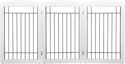 Spirich Freestanding Wire Pet Gate for Dogs, 60 inches Extra Wide, 30 inches Tall Dog Gate for The Houes, Doorway, Stairs, Pet Puppy Safety Fence, White 3 Panels