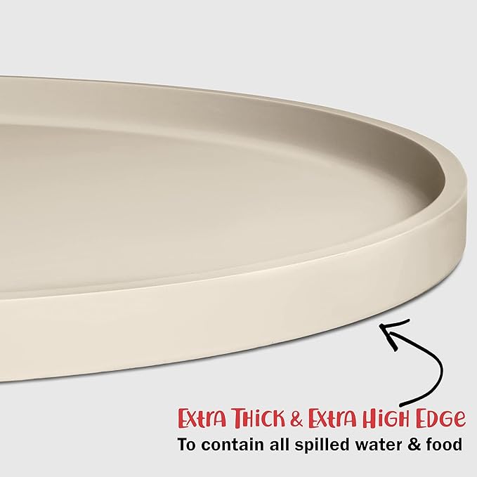 DogBuddy Dog Food Mat - Waterproof Dog Bowl Mat, Silicone Pet Mat for Food and Water Bowls, Nonslip Pet Feeding Mat with Edges, Dogs Food Mats for Floors, Puppy Supplies (White Sand)