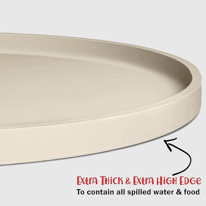DogBuddy Dog Food Mat - Waterproof Dog Bowl Mat, Silicone Pet Mat for Food and Water Bowls, Nonslip Pet Feeding Mat with Edges, Dogs Food Mats for Floors, Puppy Supplies (Small, White Sand)