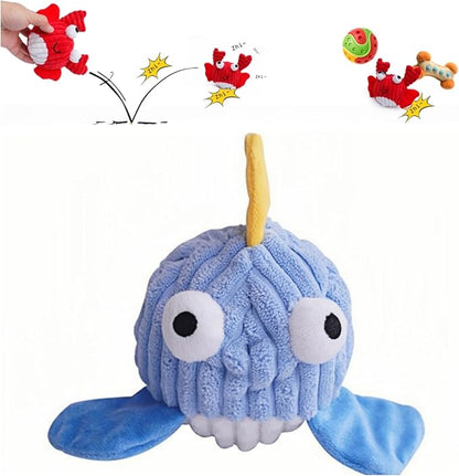Interactive Squeaky Dog Chew Toy,No Stuffing Interactive Chew Toy for Small Medium Large Dogs, Training Reward Gift for Pets(Blue Whale)
