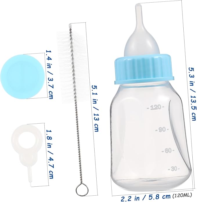 Kisangel 120ml PET Nursing Bottle Set for Cats and Dogs Adjustable PET Feeder Scale Includes Feeding Bottle for Kittens and Puppies