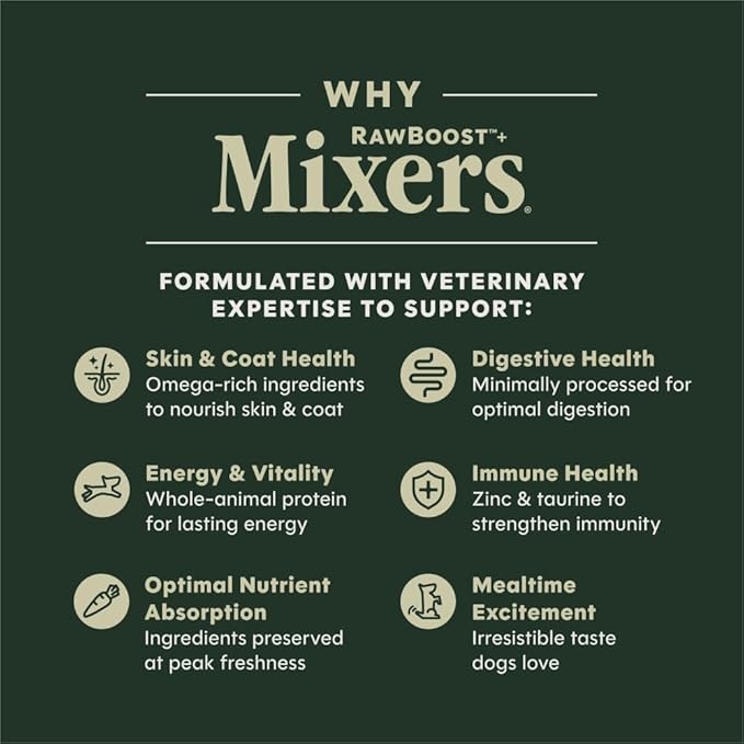 Instinct RawBoost Functional Mixers, Freeze Dried Dog Food Topper, Grain-Free, Real Beef - Multivitamin for Adults, 5.5 oz. Bag