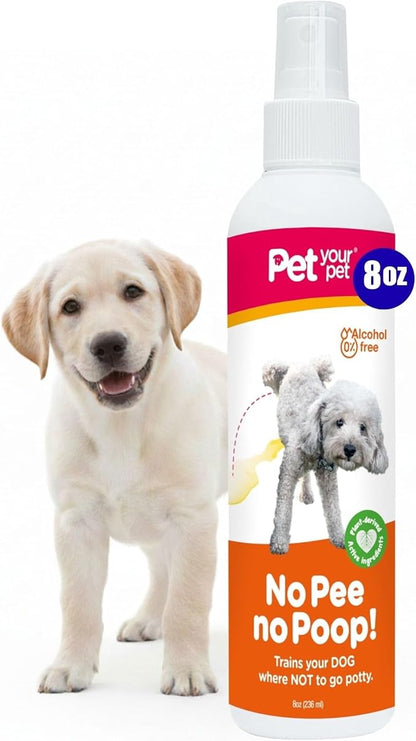 Dog Potty Training Spray No Pee No Poop, 8 Fl Oz, Non Toxic Spray for Dogs Only, Natural Pee Deterrent, Prevents Urine Marking and Pooping, Indoor Outdoor House Training Aid