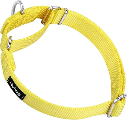 Hyhug Martingale Dog Collar Medium Yellow |Escape - Proof Heavy Duty Nylon Durable No Slip, Ideal for Training & Daily Walks