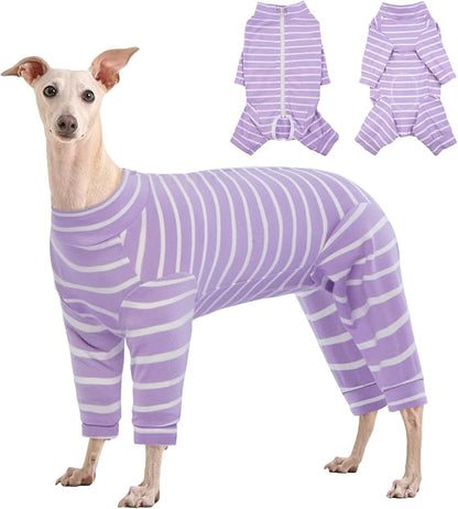 Kuoser Recovery Suit for Medium Dogs After Surgery, Long Sleeve Dog Surgery Recovery Suit, Dog Onesie for Abdominal Wounds Skin Disease, Purple L