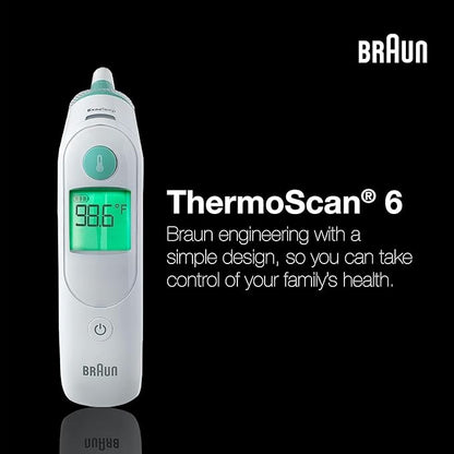 Braun ThermoScan 6 Ear Thermometer with Color-Coded Digital Display, ExacTemp Stability Indicator, Baby and Infant Friendly, No. 1 Brand Recommended by Pediatricians, IRT6515