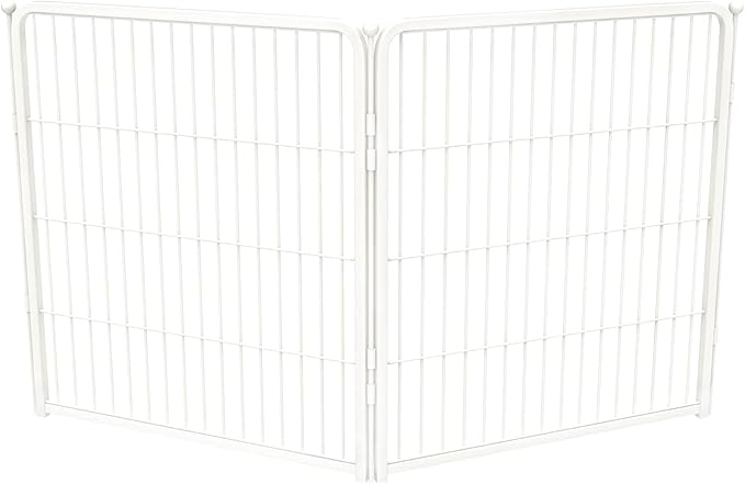 FXW AuraSpace Pro Acrylic & Wire Mesh Indoor Dog Playpen, 32" Height 2 Metal Panels Metal Dog Pen for Small and Medium Dogs, White│Patented