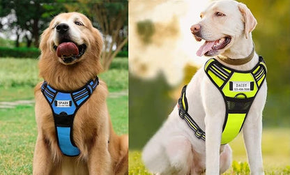 Moonpet Custom Personalized Dog Harness Leash Set with Name and Phone Number,No Pull Heavy Duty Personalized Small Medium Large X-Large Dogs Pet Vest Harness for Training and Walking