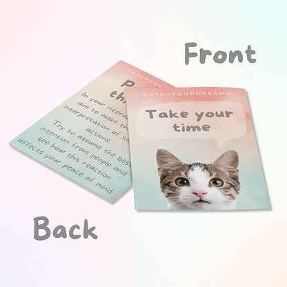Cats Against Anxiety Cards - 50 Cards by Catchyourdreams for Self Esteem and Stress, Affirmations for Anxiety Emotions Cat Gifts for Women Men (Cats Against Anxiety)