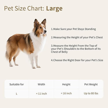MAVRICFLEX White Frame Large Dog Door, Plastic Dog Door with Sliding Lock Panel and Magnetic Hard Flap, Doggie Door for Dogs Up to 80LBS, Large