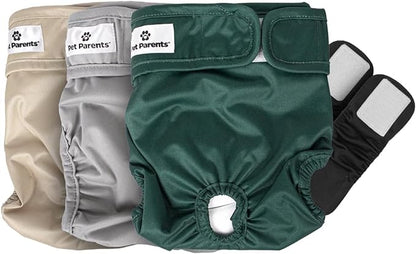 Pet Parents® Washable Dog Diapers (3pack) + Extendrs® of Durable Doggie Diapers, Premium Dog Diapers Female (X-Large, Spruce)