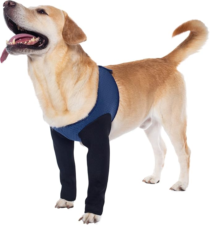 Coodeo Dog Recovery Sleeves, Cone Collar Alternative, Abrasion Resistant Dog Recovery Suit, Washable 2.5mm Thick and Waterproof, Pet Wounds Prevent Licking, Biting (Blue, S)