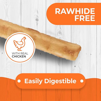 Canine Naturals Chicken Recipe Chew - Rawhide Free Dog Treats - Made From USA Raised Chicken - All-Natural and Easily Digestible - 10 Count of 5 Inch Stick