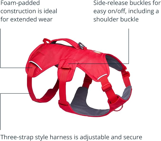 Ruffwear, Web Master, Multi-Use Support Dog Harness, Hiking and Trail Running, Service and Working, Everyday Wear, Red Canyon, XX-Small