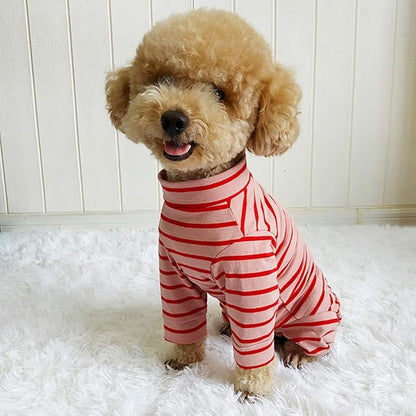 Dog’s Recovery Suit Post Surgery Shirt for Puppy, Full Coverage Dog's Bodysuit Wound Protective Surgical Clothes for Small and Medium Pets (red Pink Stripe-xs)