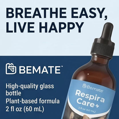 RespiraCare+ Liquid Respiratory Support for Dogs & Cats, Plant-Based Airway & Breathing Wellness Drops, Seasonal & Environmental Comfort, Daily Use Supplement, 2 fl oz (60 mL)