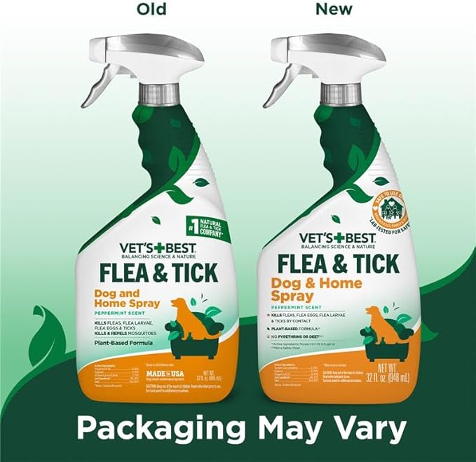 Vet’s Best Indoor Flea and Tick Spray – Dog Flea and Tick Treatment for Home, Plant-Based Formula with Natural Oils, Kills Fleas, Eggs & Ticks on Contact, Made in USA, 32 oz