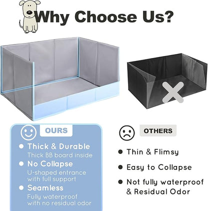 HQ4US 4LEGS Dog Grass Pad with Tray Foldable Dog Litter Box High Walls, Odor Free Artificial Grass for Dogs Potty, Pee Pad Holder, Seamless, No Assembly, Waterproof, Easy Clean, Portable for Travel