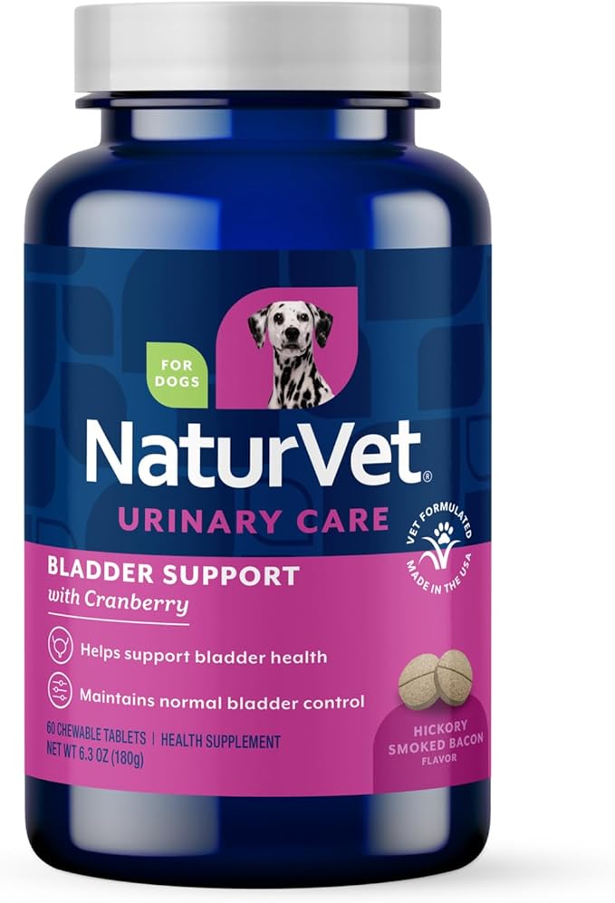 NaturVet – Bladder Support for Dogs – Plus Cranberry | Supports Healthy Bladder Control & Normal Urination | 60 Time Release Chewable Tablets
