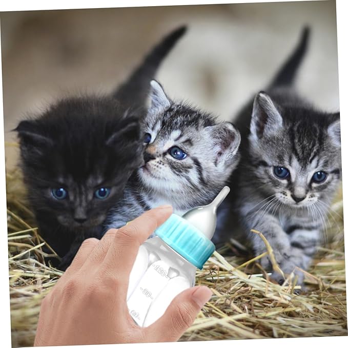 VANZACK 2pcs Kitten Milk Bottles for Newborn Cats Silicone Nursing Container with Measurement Scale Leak-Resistant Feeding Tool for Small Animals Durable and Safe Design