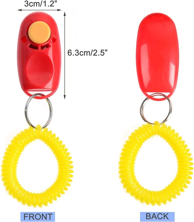 Coolrunner 7pcs 7 Color Universal Animal Pet Dog Training Clicker with Wrist Bands Strap, Assorted Color Dog Clickers for Pet Dog Training & Obedience Aid