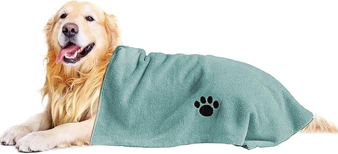 Puomue Microfiber Dog Towels for Drying Dogs, Super Absorbent and Soft Pet Grooming Towel, 40 Inch X 23.6 Inch, Perfect for Large, Medium or Small Dogs, Lake Blue